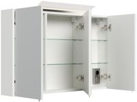 Spiegelschrank 100cm inkl. Design LED-Lampe und Glasböden weiss hochglanz