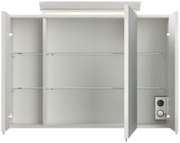 Spiegelschrank 90cm inkl. Design LED-Lampe und Glasböden weiss hochglanz
