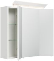 Spiegelschrank 70cm inkl. Design LED-Lampe und Glasböden weiss hochglanz