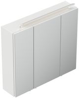 Spiegelschrank 70cm inkl. Design LED-Lampe und Glasböden weiss hochglanz
