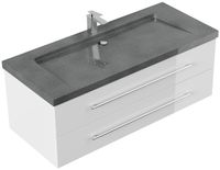 Badmöbel Granit G654 YAMO 130 cm 1 Hahnloch SoftClose weiß hochglanz