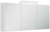 Spiegelschrank 140cm inkl. Design LED-Lampe und Glasböden weiss hochglanz