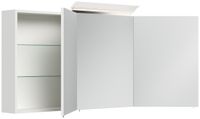 Spiegelschrank 140cm inkl. Design LED-Lampe und Glasböden weiss hochglanz