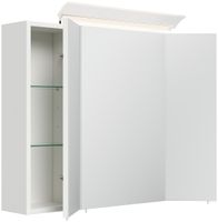 Spiegelschrank 80cm inkl. Design LED-Lampe und Glasböden weiss hochglanz