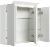 Spiegelschrank 80cm inkl. Design LED-Lampe und Glasböden weiss hochglanz