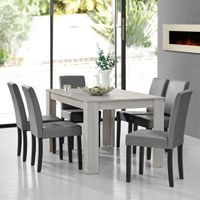 Essgruppe Forssa 7-tlg 140x90 cm Eiche Weiß/ Hellgrau