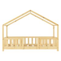 Kinderbett Treviolo 80x160 cm mit Matratze,  Lattenrost und Gitter Holz Natur