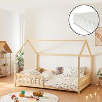 Hausbett Hesel mit Matratze und Rausfallschutz 120x200cm Holzoptik