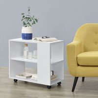 Couchtisch Älvdalen 60x70x35 cm zusätzliche Ablage u. feststellbaren Rollen Weiß