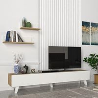 Fernsehtischset Saarijärvi mit 2 Regalen Eiche / Weiß
