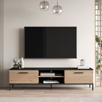 Fernsehtisch Lempäälä mit 2 Ablagefächern 160 x 35 x 39 cm Eiche/Schwarz