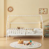 Hausbett mit Rausfallschutz Ydre 90x200 cm Weiß Kiefernholz