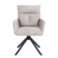 Home Deluxe Esszimmerstuhl mit Armlehne Chenille ALUNA - 2er Set Beige