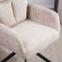 Home Deluxe Esszimmerstuhl mit Armlehne Chenille ALUNA - 2er Set Beige