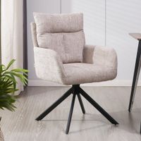 Home Deluxe Esszimmerstuhl mit Armlehne Chenille ALUNA - 1er Set Beige