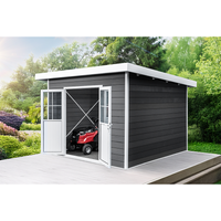 WPC Gartenhaus mit Aluminiumrahmen, ca. 3,47 x 3,44 x 2,44 m - Anthrazit/Weiß