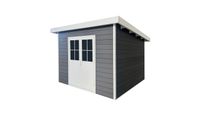 WPC Gartenhaus mit Aluminiumrahmen, ca. 3,47 x 3,44 x 2,44 m - Anthrazit/Weiß
