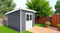WPC Gartenhaus mit Aluminiumrahmen, ca. 3,47 x 3,44 x 2,44 m - Anthrazit/Weiß