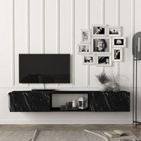Fernsehschrank Paltamo 180x31x29,5cm Marmor, schwarz