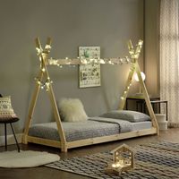 Kinderbett Onejda in Tipi-Design Natur Holz 90x200 cm