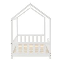 Hausbett Hesel mit Matratze und Rausfallschutz 90x200cm Weiß