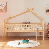 Hausbett Sotkamo 90x200cm mit Rausfallschutz Kiefernholz Natur