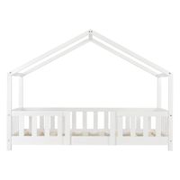 Kinderbett Treviolo 70x140 cm mit Kaltschaummatratze und Gitter Weiß