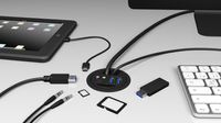 IB-HUB1404A, Tisch-Hub, 2x Type-A, 1x Type-C, 1x Audio Ein-/Ausgang, 1x SD/MicroSD Slot