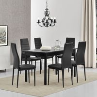 Essgruppe Bjerkvik (Set, 7-tlg) 140x60 cm Schwarz