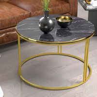 Couchtisch Aulum 50 x 70 cm Marmor, schwarz / Gold
