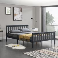 Holzbett Breda 160x200 cm mit hohem Kopfteil Dunkelgrau