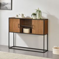 Sideboard Motala mit Ablage und Schranktüren Dunkler Holzton/Schwarz