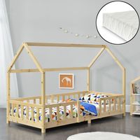 Kinderbett Sisimiut mit Matratze 90x200 cm Holzfarben
