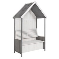 Laubenbank mit Holzdach und Sitzbank