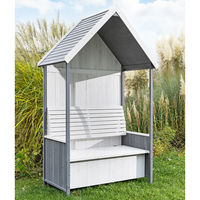 Laubenbank mit Holzdach und Sitzbank