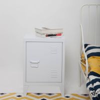 Nachtschrank Inari Türgriff links Stahl Weiß