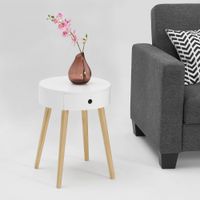 Nachttisch Aurich 50x38x38 cm mit Schublade Retrodesign Weiß