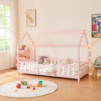 Kinderbett Sisimiut mit Matratze 90x200 cm Rosa / Weiß