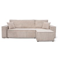 Wohnlandschaft Ecksofa Creme COMO Cord mit Bett Sofa Schlafsofa Ottomane rechts links universell