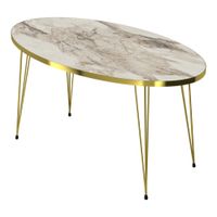 Couchtisch Skævinge 43x90x50cm Marmor, weiß / Gold