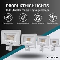 LED-Fluter mit Bewegungsmelder, 50 W, 4000 K (neutralweiß), 5000 lm, weiß, IP65