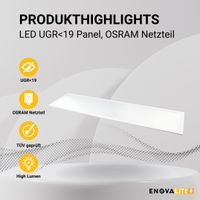 LED Panel, 120x30 cm, 36 W, 4320 lm, 4000 K, UGR<19, OSRAM-Driver,