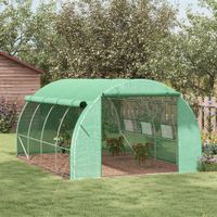Outsunny Foliengewächshaus Polytunnel 3,97 x 3 x 2 m Abdeckungen aufrollbar Grün