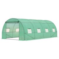 Gewächshaus 5,9 x 3 x 2 m Foliengewächshaus mit 8 Fenster, Rolltür UV-beständig