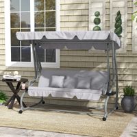 Outsunny Hollywoodschaukel 3-Sitzer Gartenschaukel mit Verstellbarem Dach Kissen