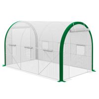 Foliengewächshaus 3,58 x 2,1 x 2,1 m Tunnel Gewächshaus mit Rolltür Weiß