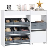 Kinder-Aufbewahrungsregal mit 11 Stoffboxen für Kinderzimmer, Kindergarten, Weiß