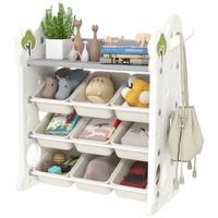 Kinderregal 4-Stufiges Spielzeugregal mit 9 Herausnehmbaren Boxen, Ablage