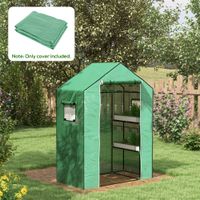 Outsunny Ersatzfolie PE-Folie Ersatzabdeckung mit UV-Schutz, Rolltür, Grün