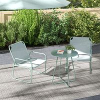 3tlg. Bistro-Set, Balkonmöbel-Set inkl. 1 Tisch, 2 Stühlen für Garten Grün